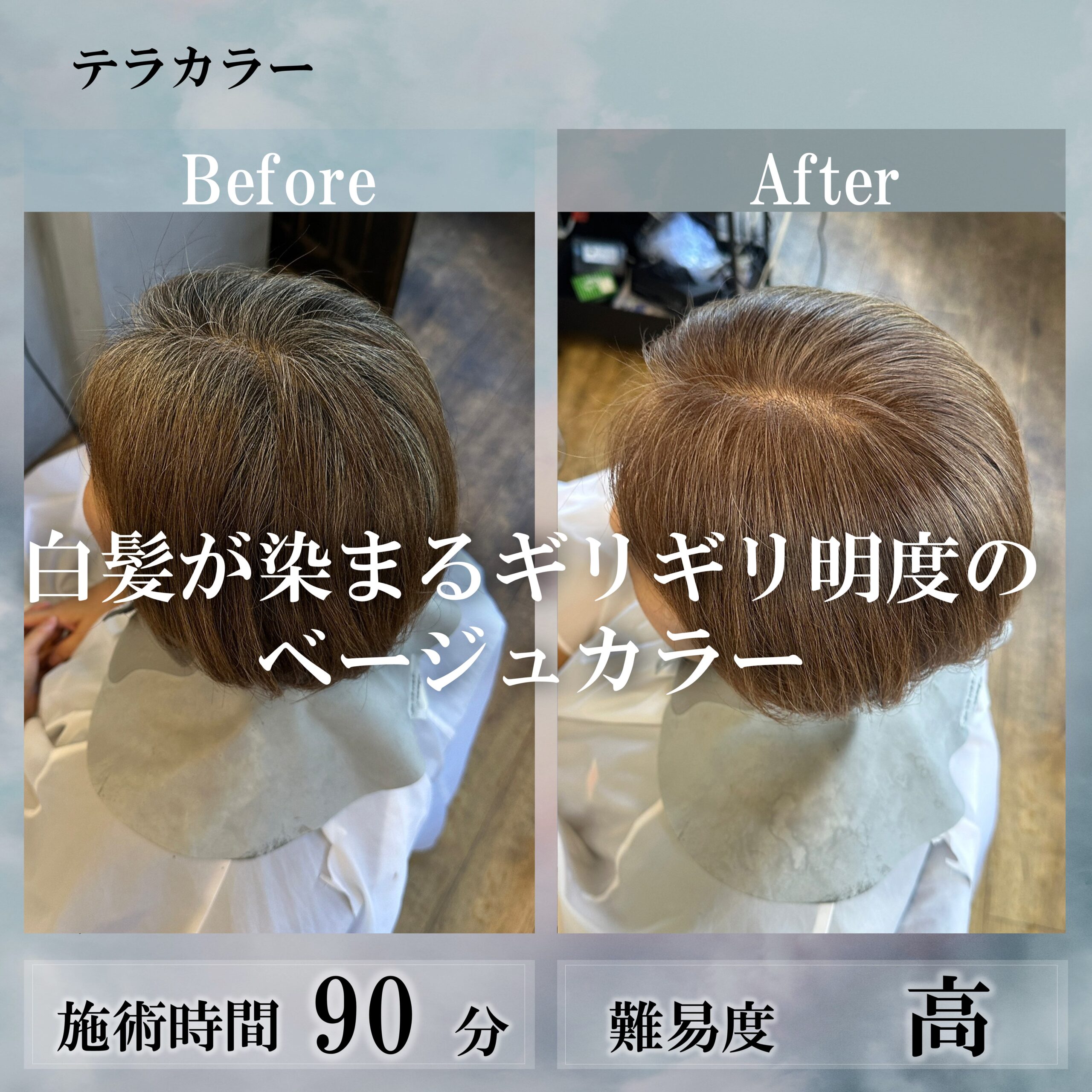 白髪が染まるギリギリ明度のベージュカラー